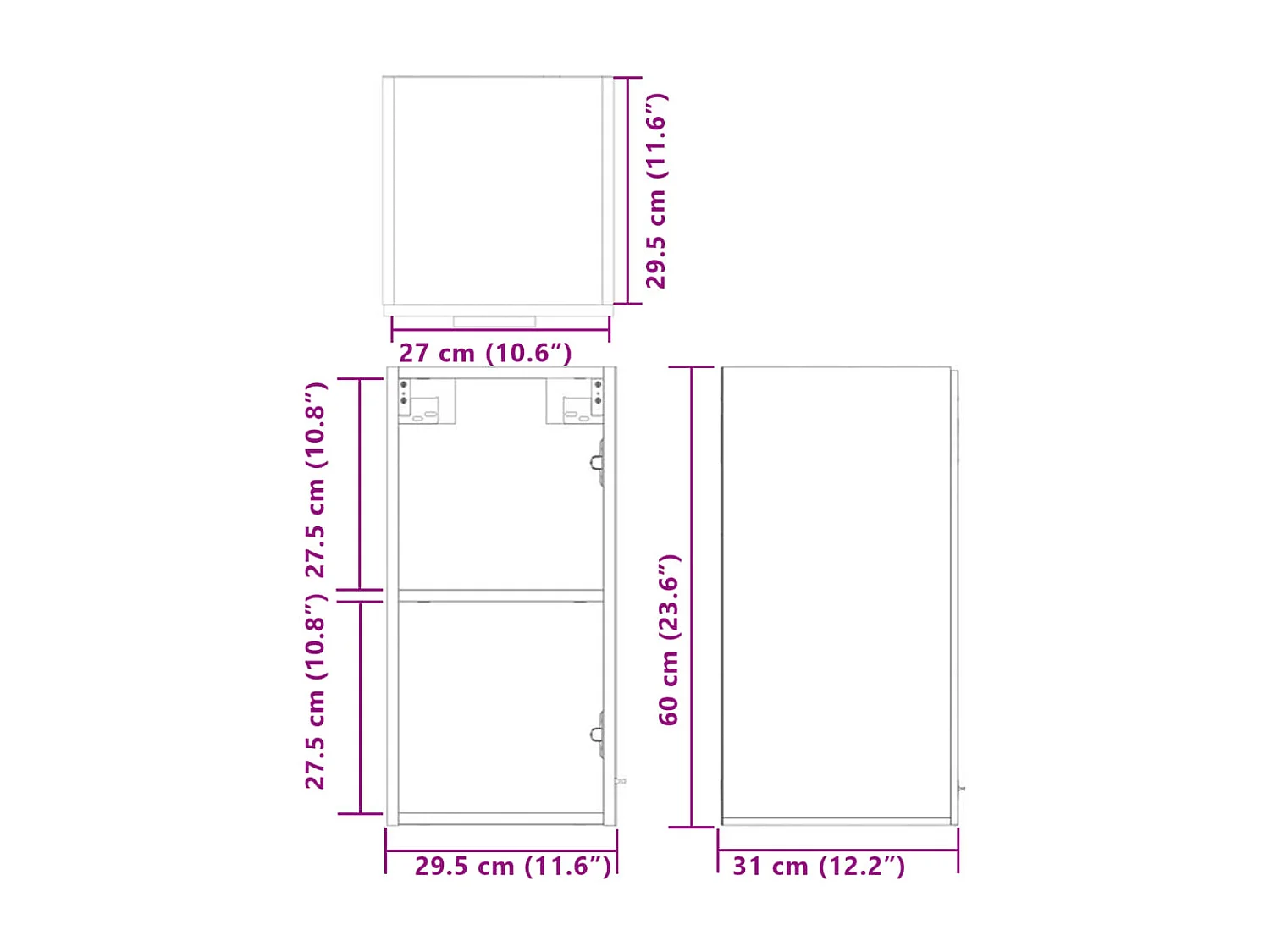 Armário de parede “Lyon” contraplacado cor carvalho