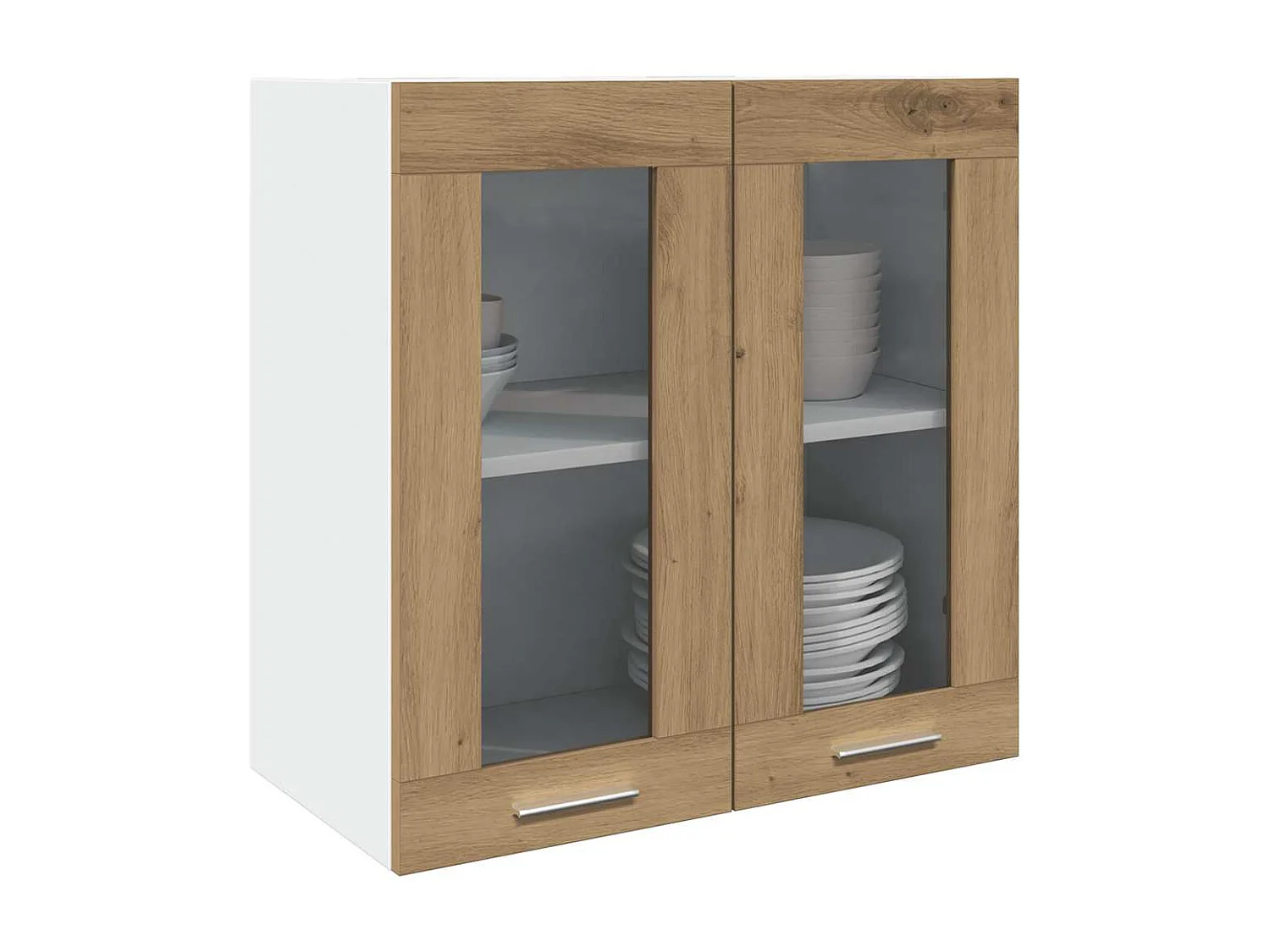 Armoire murale de cuisine "Lyon" avec porte vitrée Chêne artisanal 60 x 31 x 60 cm