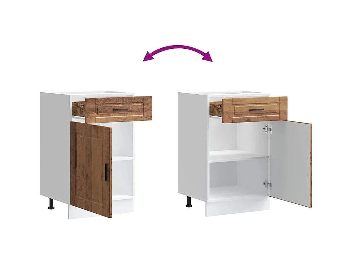 Onderkast "Porto" bewerkt hout oud houtkleurig