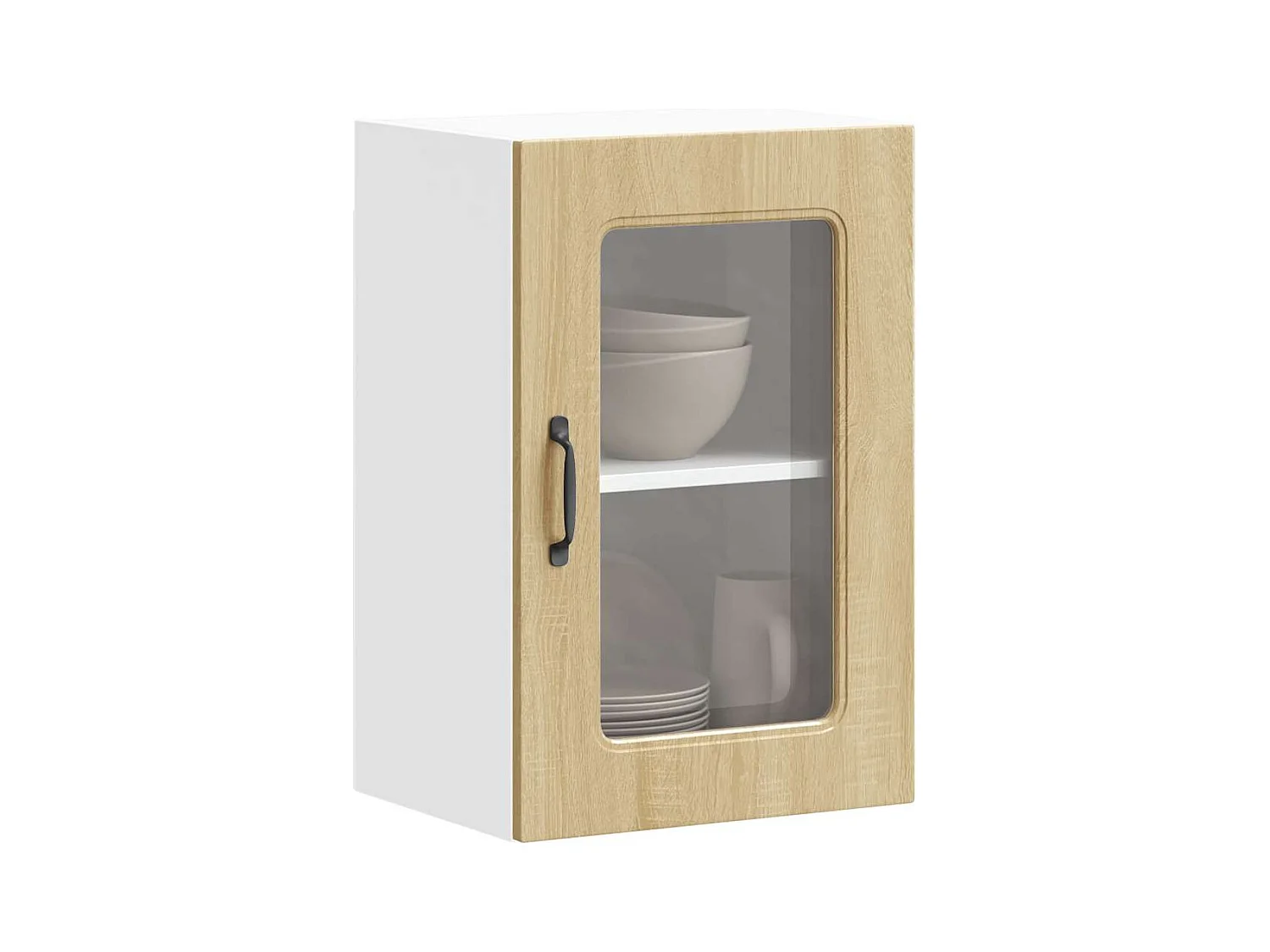 Armoire murale de cuisine avec porte vitrée "Kalmar" en bois d'ingénierie chêne Sonoma