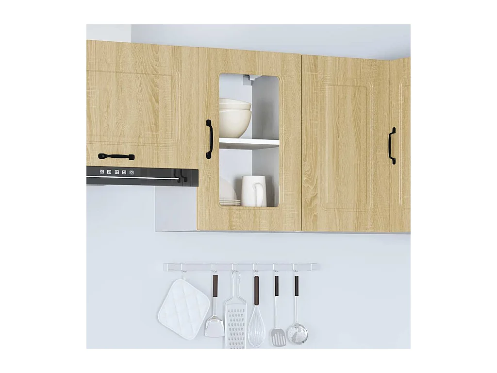 Armoire murale de cuisine avec porte vitrée "Kalmar" en bois d'ingénierie chêne Sonoma