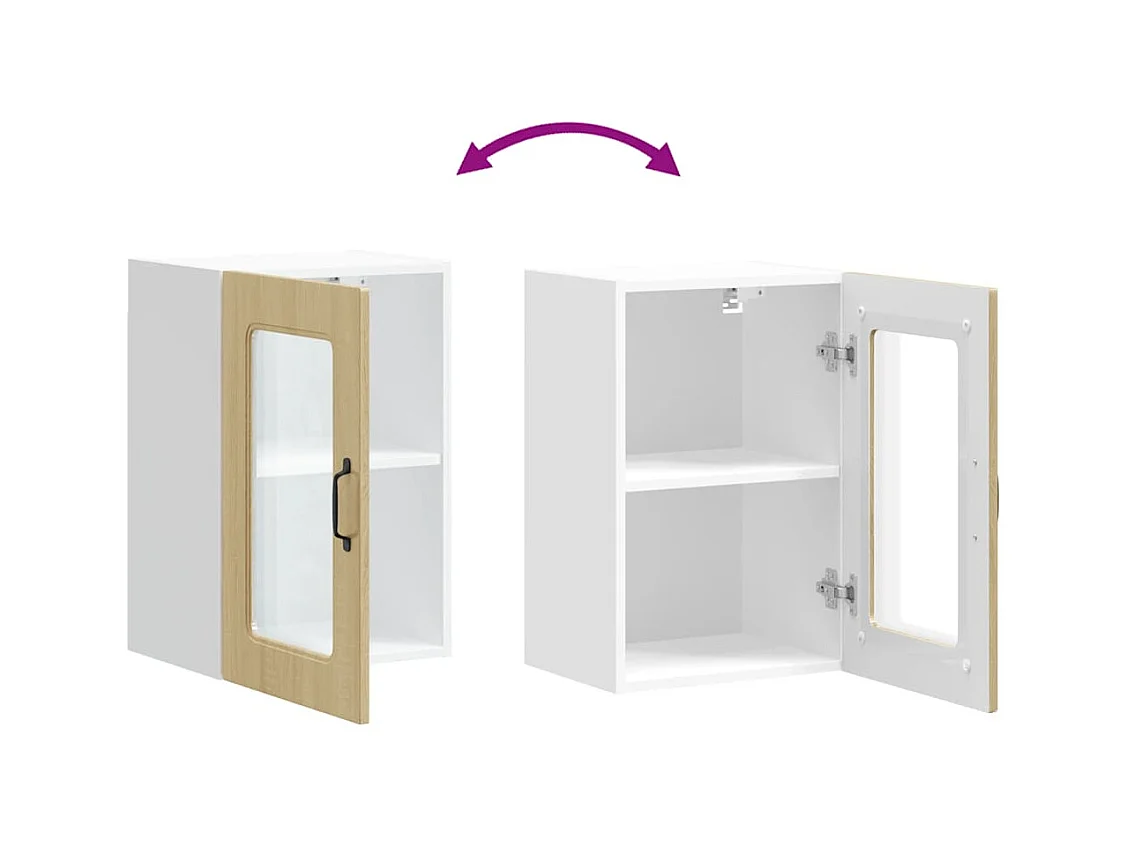 Armoire murale de cuisine avec porte vitrée "Kalmar" en bois d'ingénierie chêne Sonoma