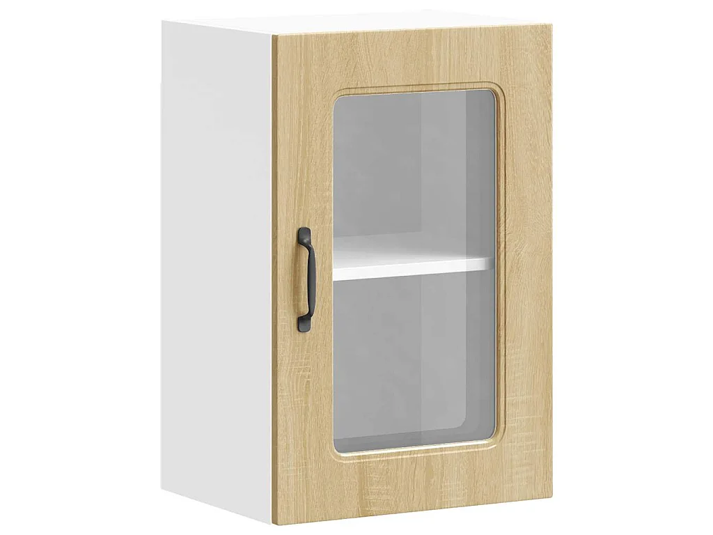 Armoire murale de cuisine avec porte vitrée "Kalmar" en bois d'ingénierie chêne Sonoma