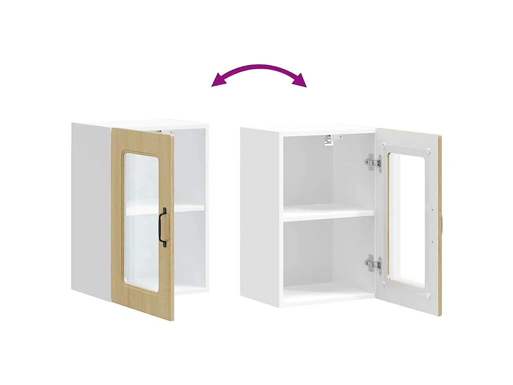 Armoire murale de cuisine avec porte vitrée "Kalmar" en bois d'ingénierie chêne Sonoma