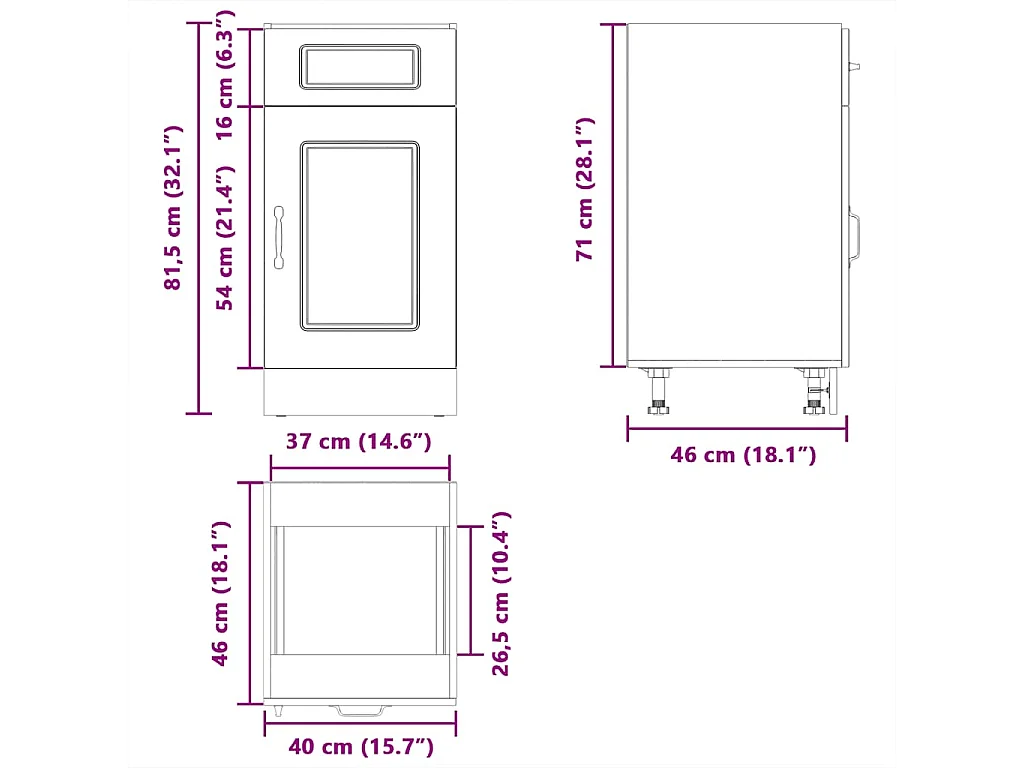 Armoire de cuisine Kalmar blanc bois d'ingénierie