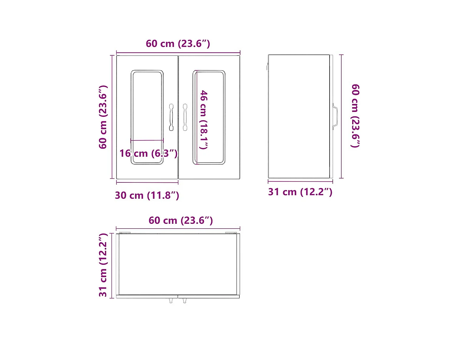 Armoire murale de cuisine avec porte en verre Kalmar blanc