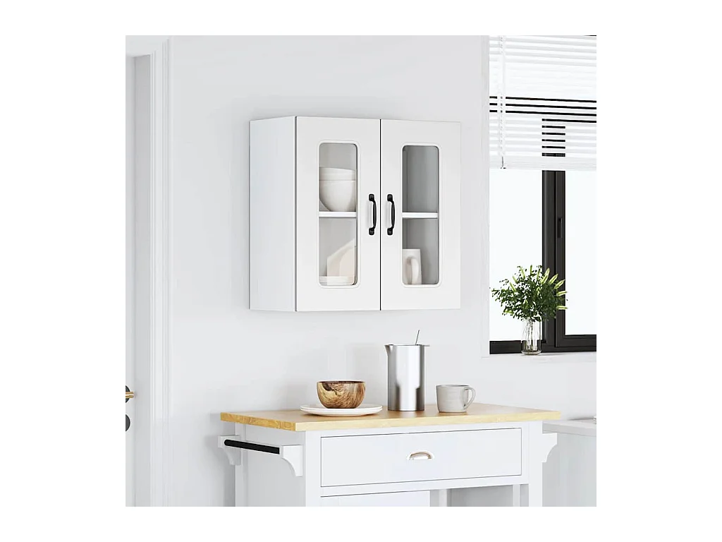 Armoire murale de cuisine avec porte en verre Kalmar blanc