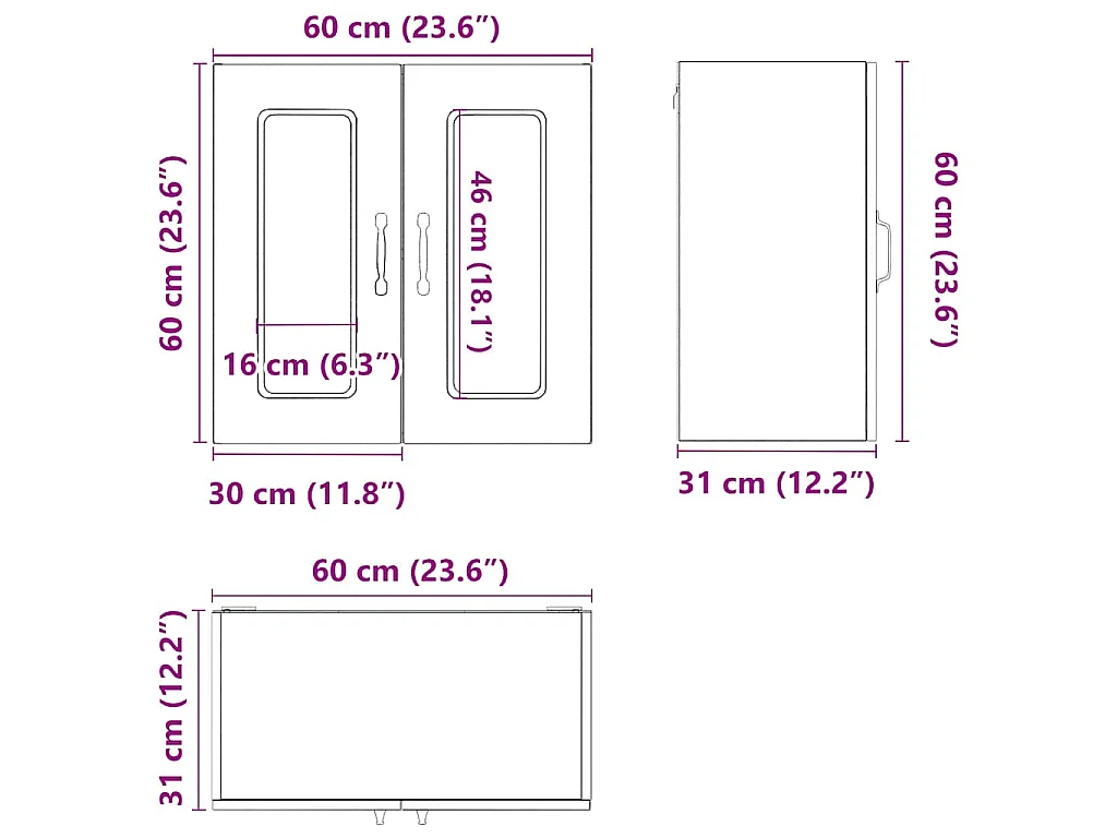 Armoire murale de cuisine avec porte en verre Kalmar blanc