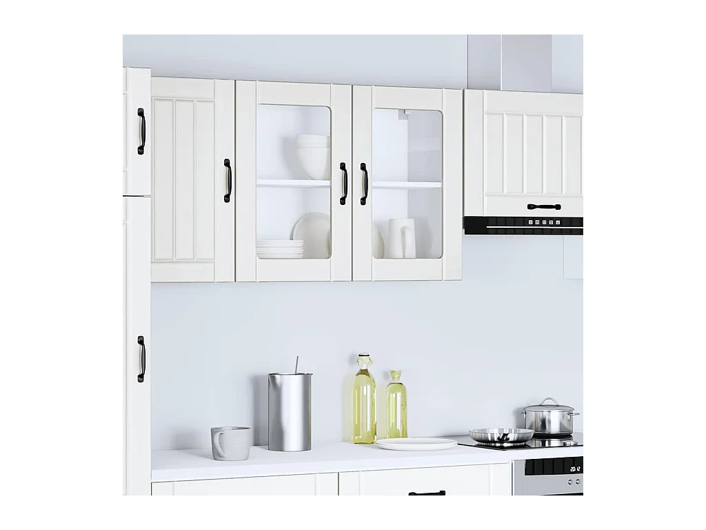 Küchen-Hängeschrank mit Glastür Lucca Weiß Holzwerkstoff