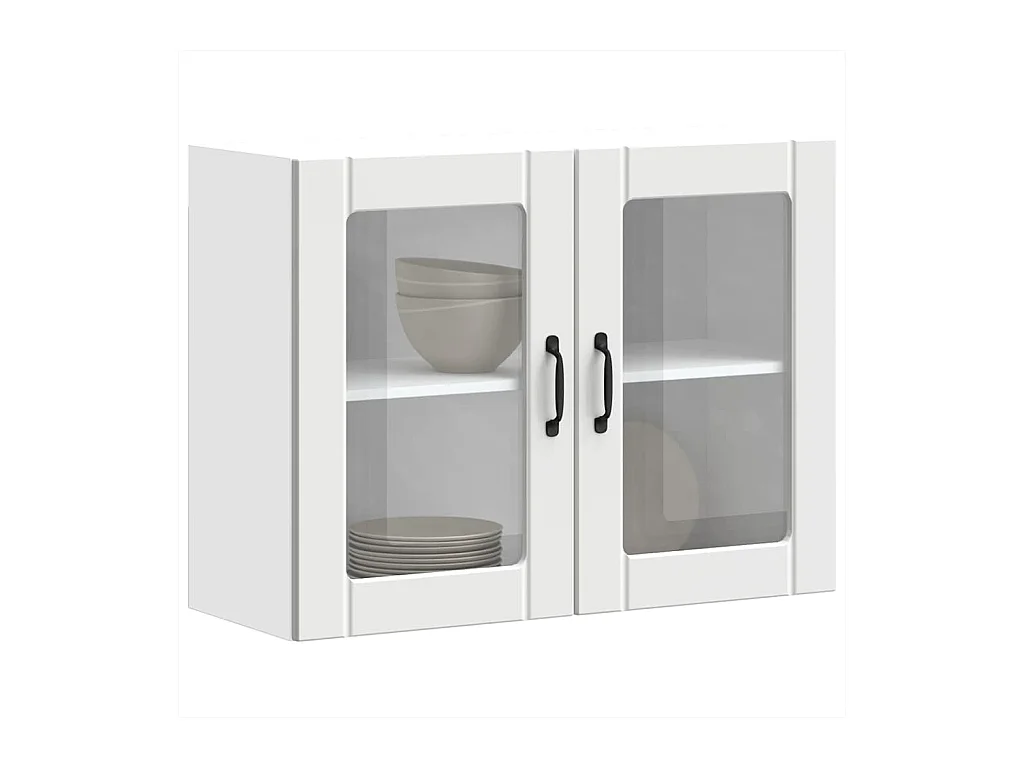 Küchen-Hängeschrank mit Glastür Lucca Weiß Holzwerkstoff