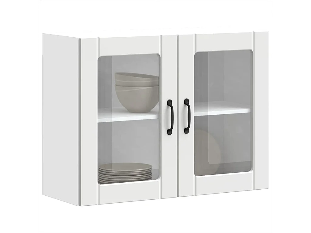 Armoire murale de cuisine avec porte en verre Lucca blanc