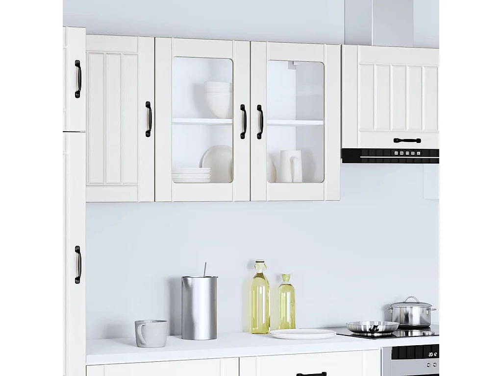 Pensile da Cucina con Porta in Vetro Lucca Bianco Truciolato