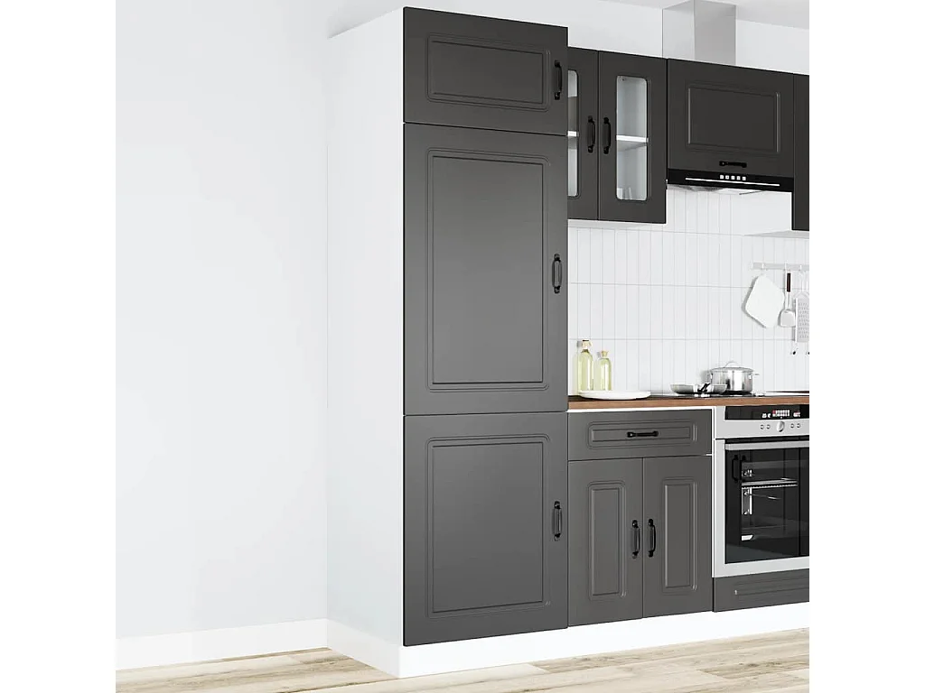 Armoire de cuisine Kalmar noir bois d'ingénierie