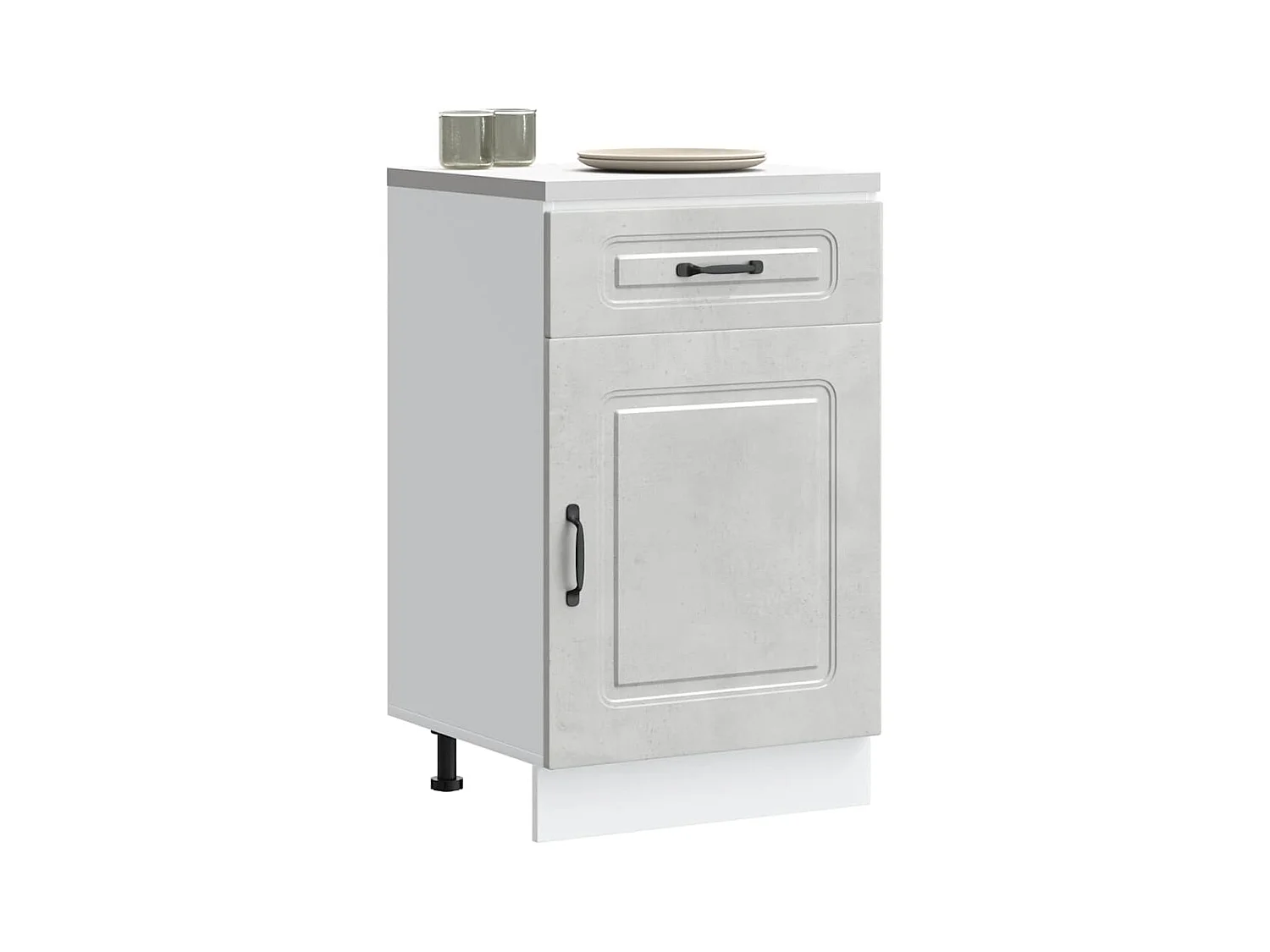 Armoire de cuisine Kalmar gris béton bois d'ingénierie