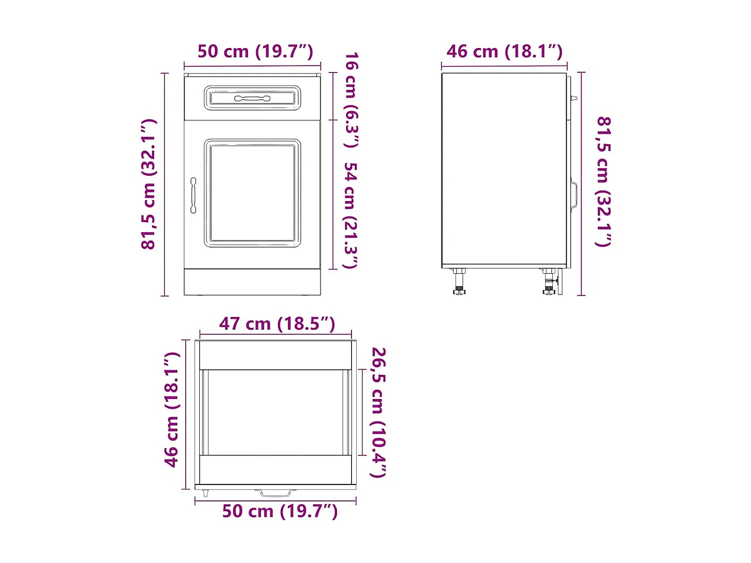 Armoire de cuisine Kalmar gris béton bois d'ingénierie