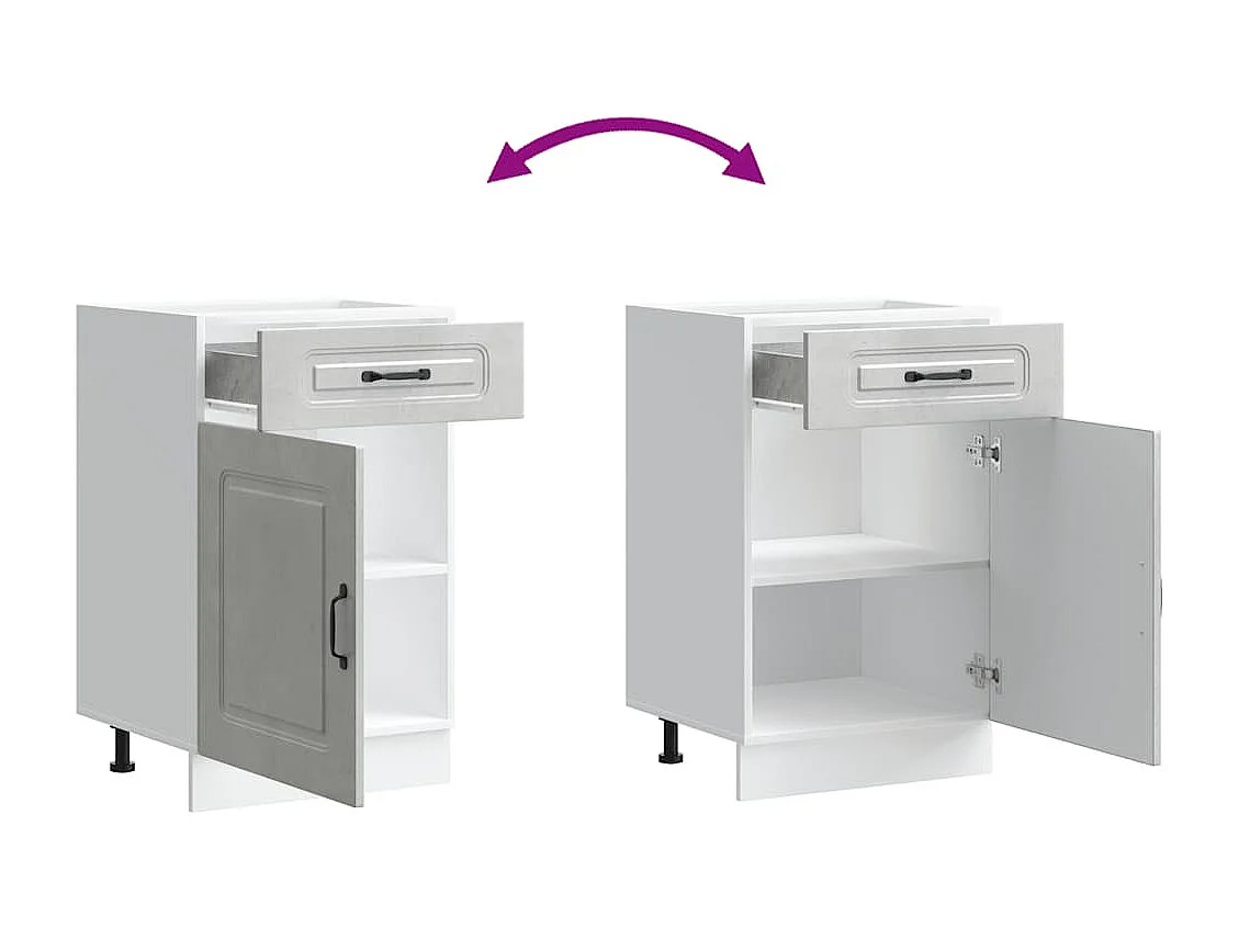 Armoire de cuisine Kalmar gris béton bois d'ingénierie