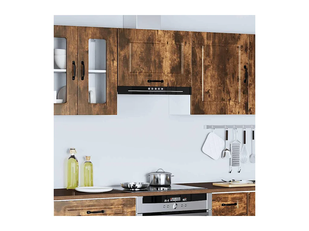 Armoire murale de cuisine Kalmar chêne fumé bois d'ingénierie