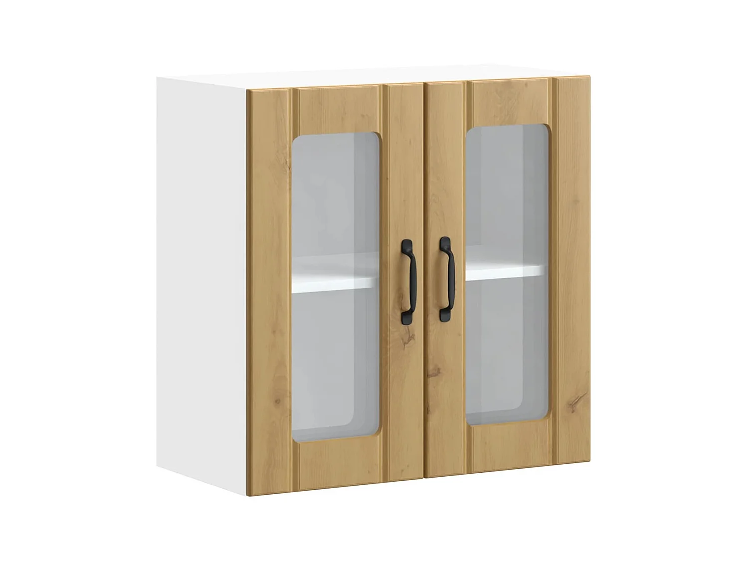 Armoire murale de cuisine avec porte vitrée "Lucca" Chêne artisanal Bois d'ingénierie