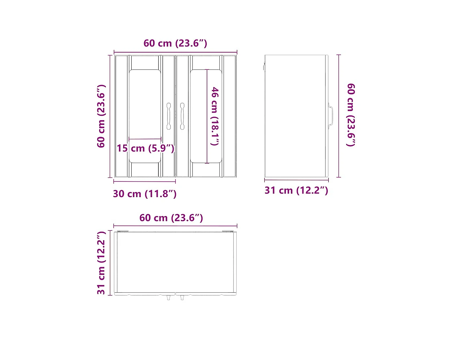 Armoire murale de cuisine avec porte vitrée "Lucca" Chêne artisanal Bois d'ingénierie