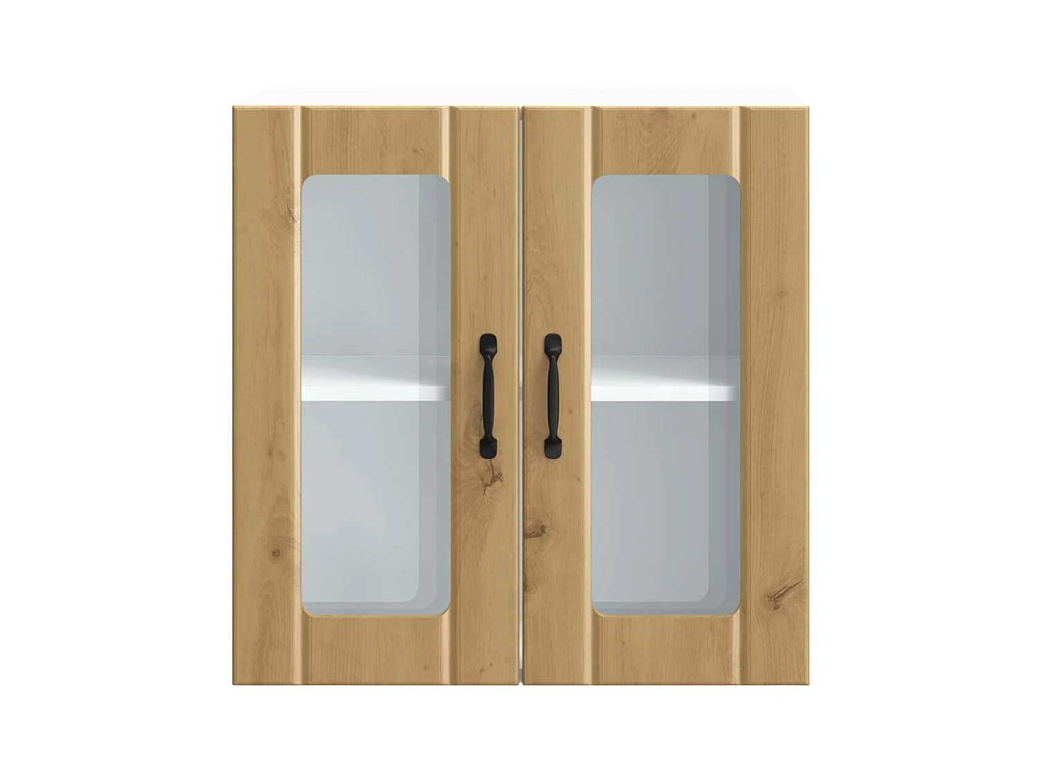 Armoire murale de cuisine avec porte vitrée "Lucca" Chêne artisanal Bois d'ingénierie