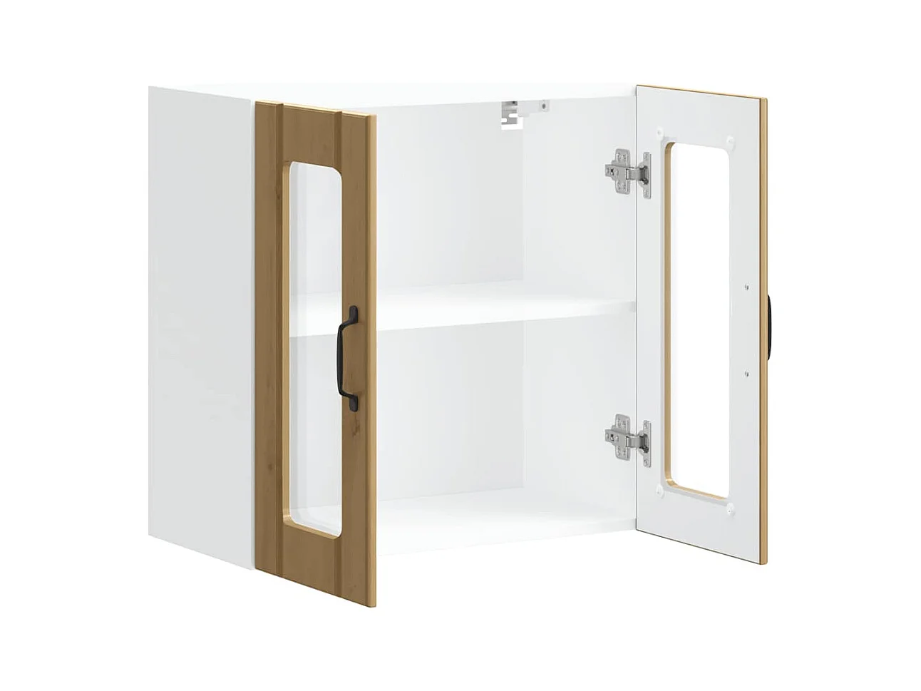 Armoire murale de cuisine avec porte vitrée "Lucca" Chêne artisanal Bois d'ingénierie