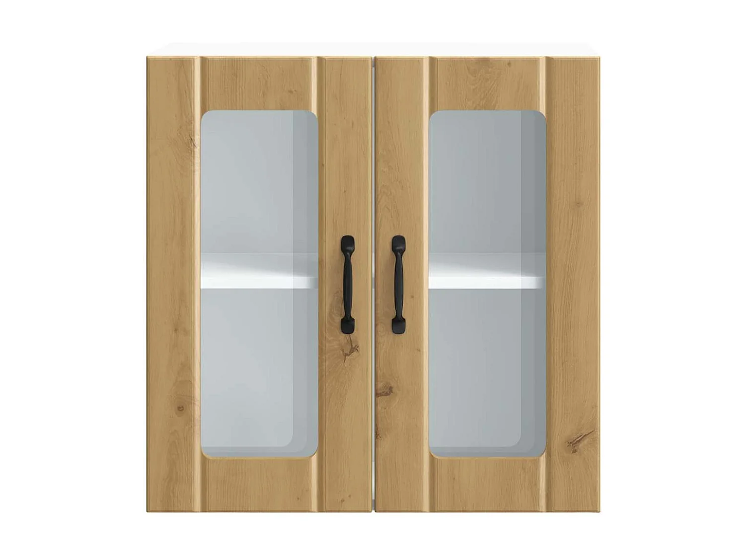 Armoire murale de cuisine avec porte vitrée "Lucca" Chêne artisanal Bois d'ingénierie