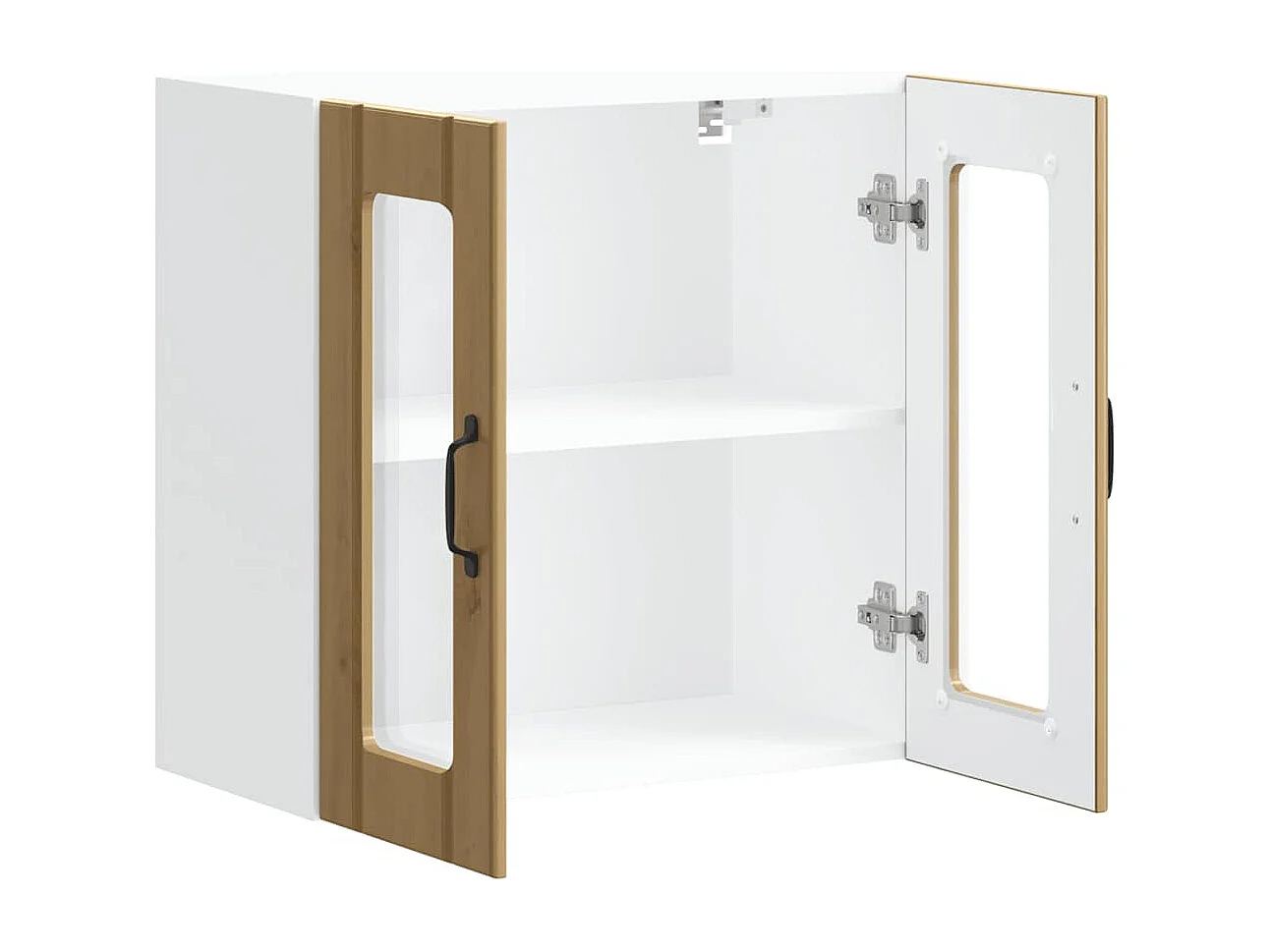 Armoire murale de cuisine avec porte vitrée "Lucca" Chêne artisanal Bois d'ingénierie