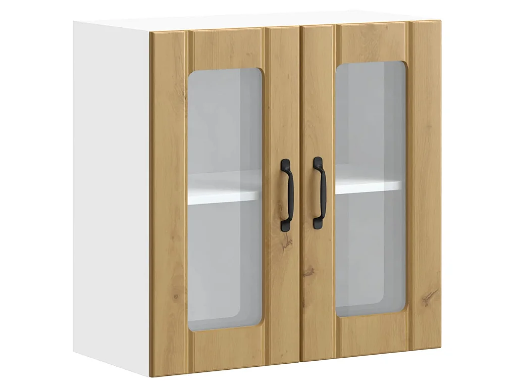 Armário de parede cozinha porta vidro Lucca carvalho artesanal