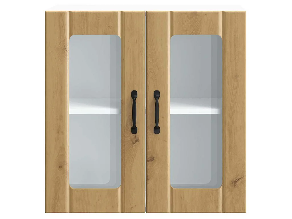 Armário de parede cozinha porta vidro Lucca carvalho artesanal