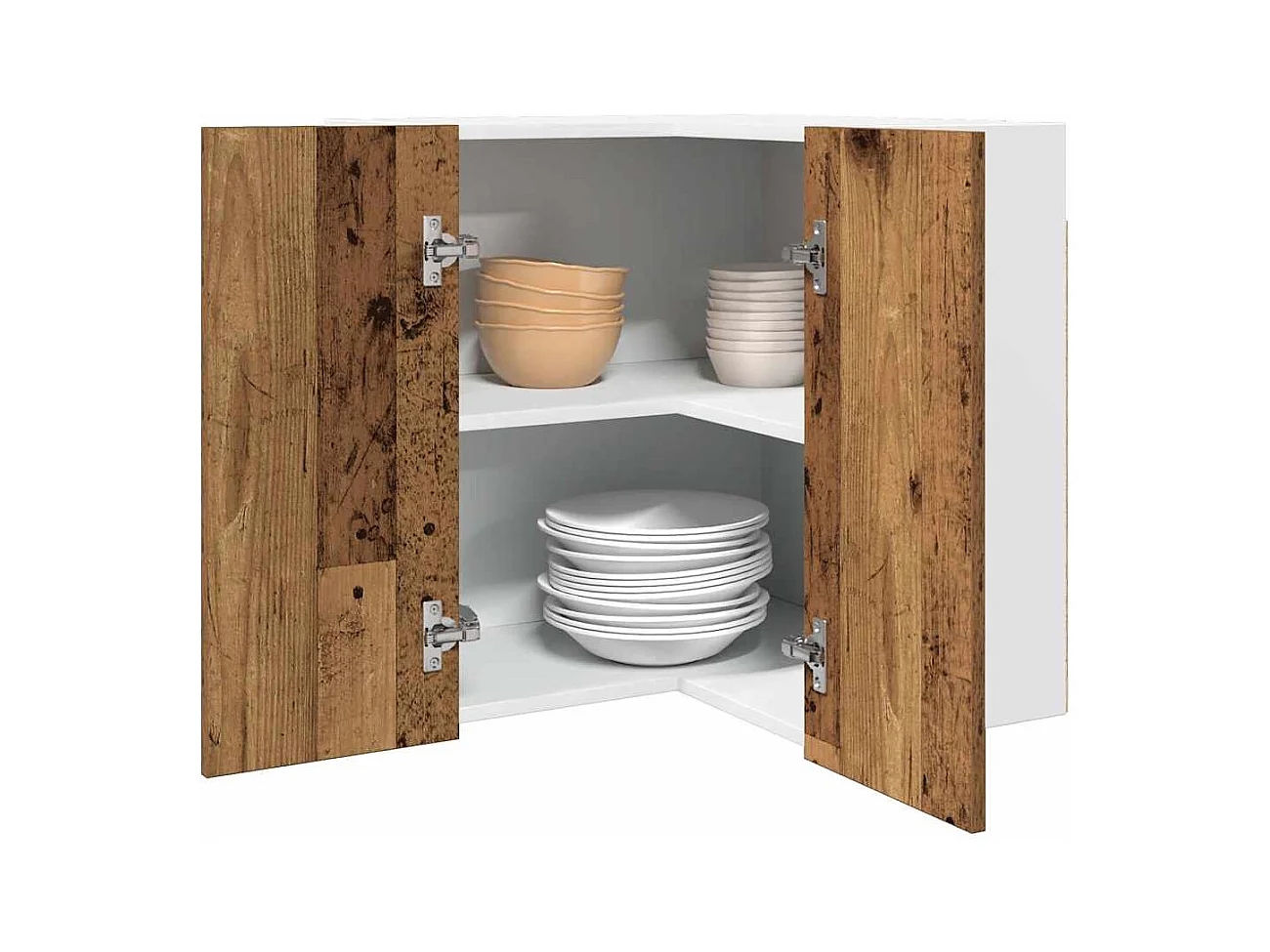 Hanghoekkast Lyon 57x57x60 cm bewerkt hout oud houtkleurig