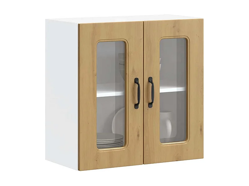 Küchen-Hängeschrank mit Glastür Kalmar Artisan-Eiche Holzwerkstoff