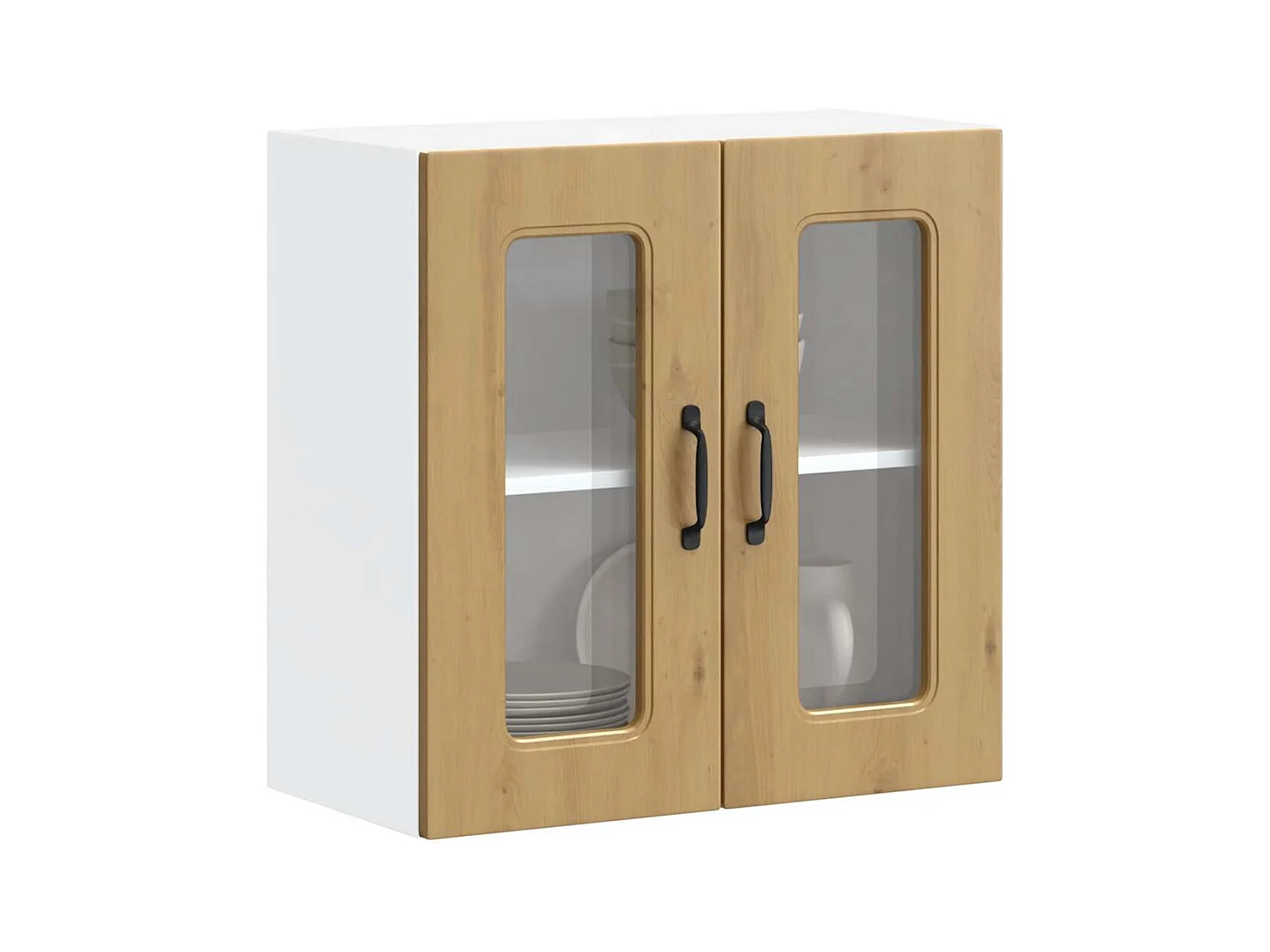 Armário de parede cozinha porta vidro Kalmar carvalho artesanal