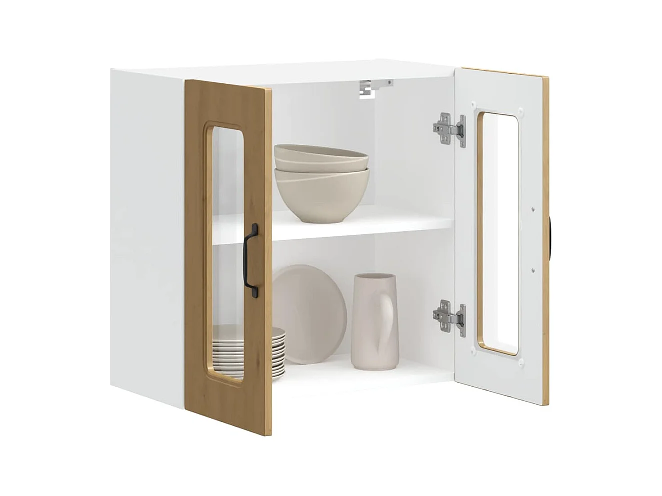 Armário de parede cozinha porta vidro Kalmar carvalho artesanal