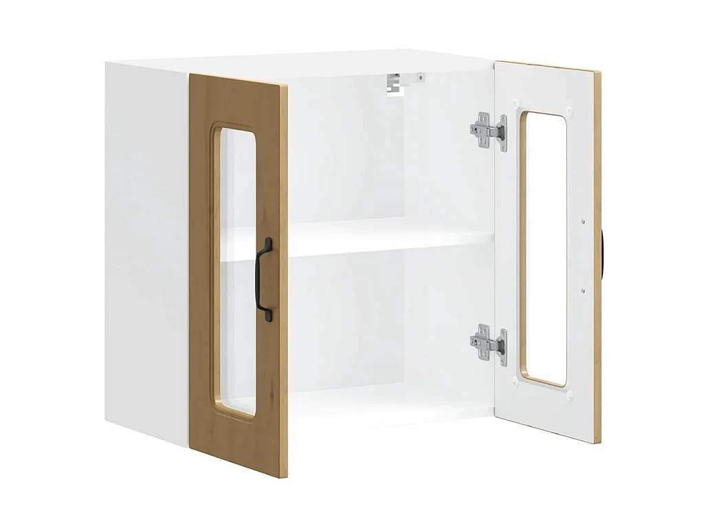 Armoire murale de cuisine avec porte vitrée "Kalmar" Chêne artisanal Bois d'ingénierie