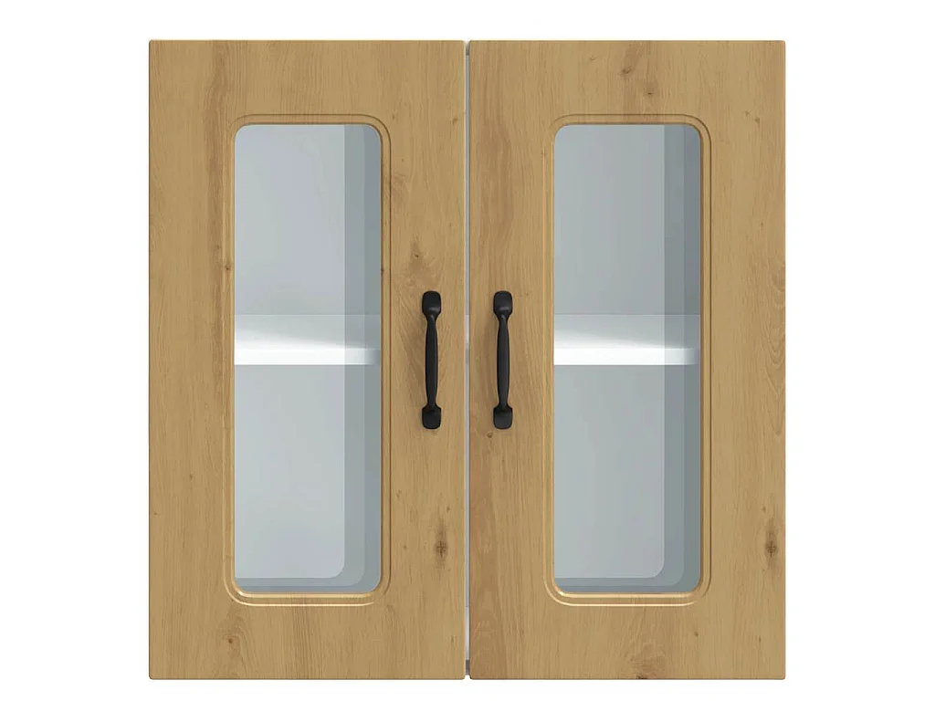 Armoire murale de cuisine avec porte vitrée "Kalmar" Chêne artisanal Bois d'ingénierie