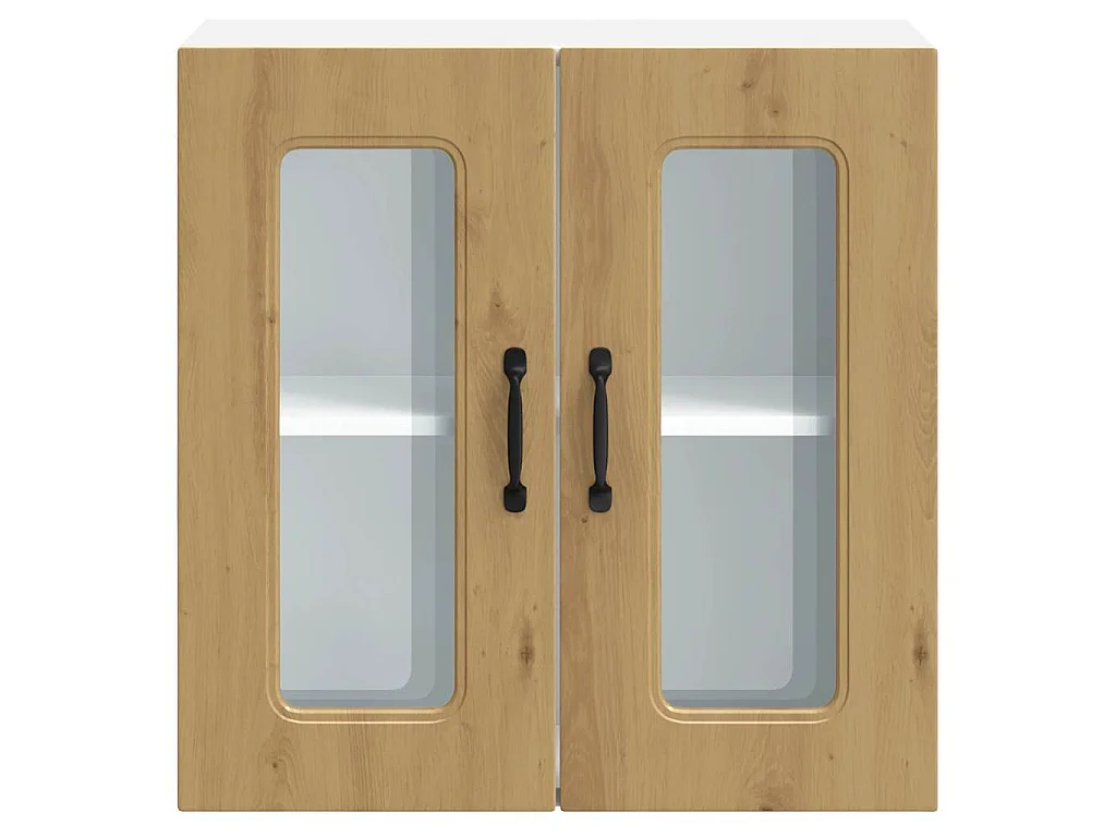 Armario de cocina con puerta de cristal Kalmar roble artesanal