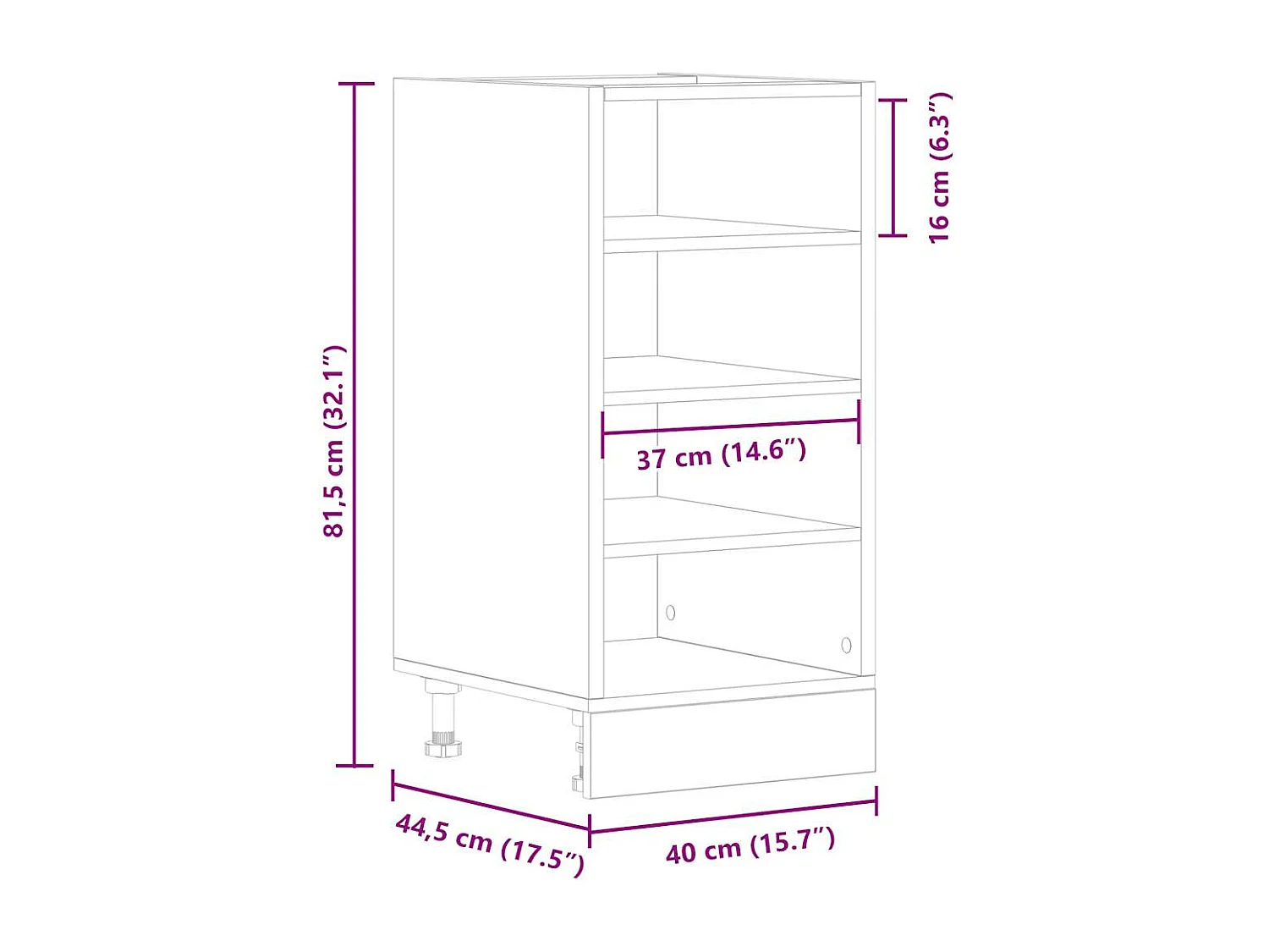 Armario bajo "Riga" blanco 40x44,5x81,5 cm Madera de ingeniería