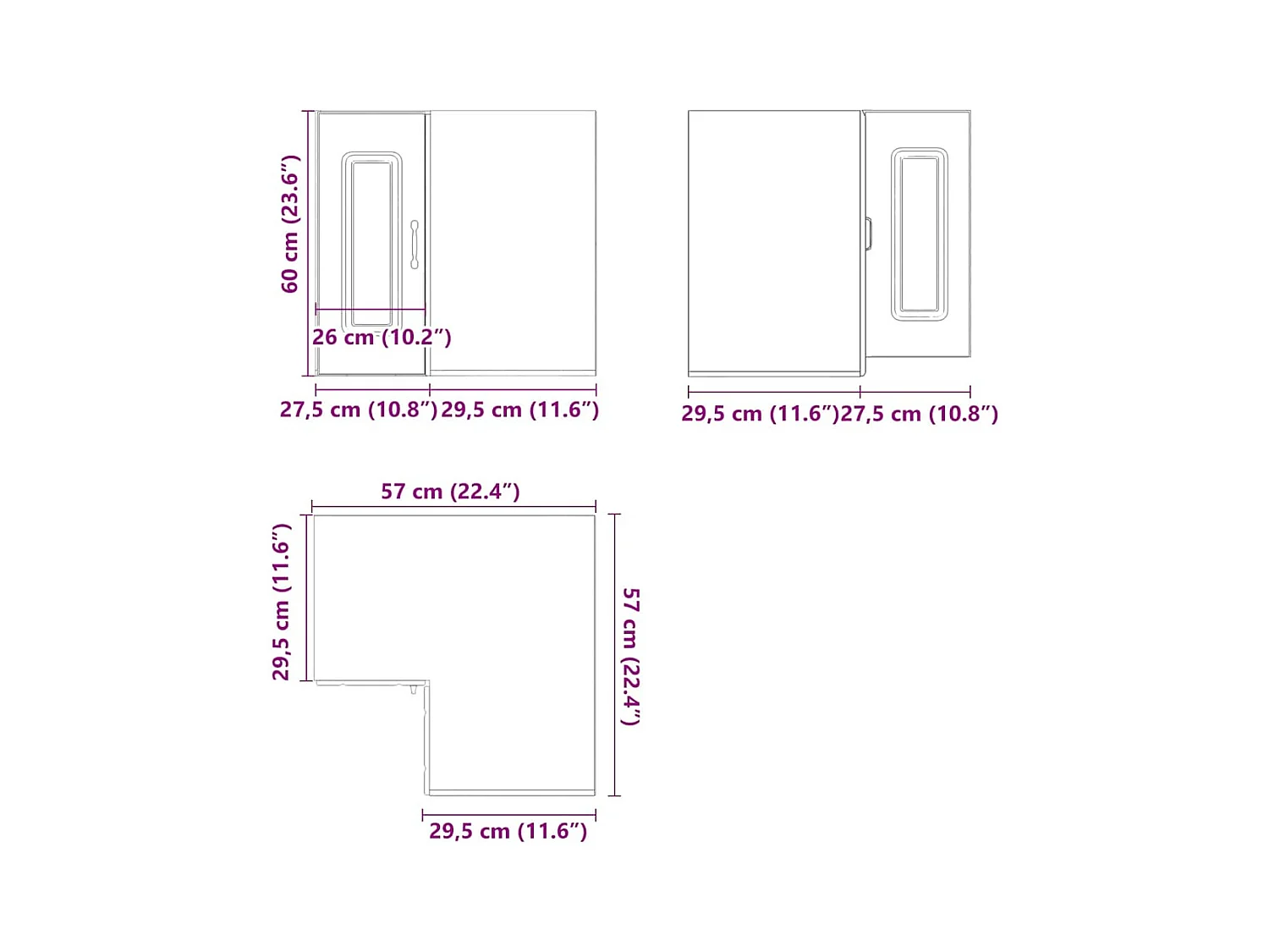 Armoire murale d'angle de cuisine Kalmar gris béton
