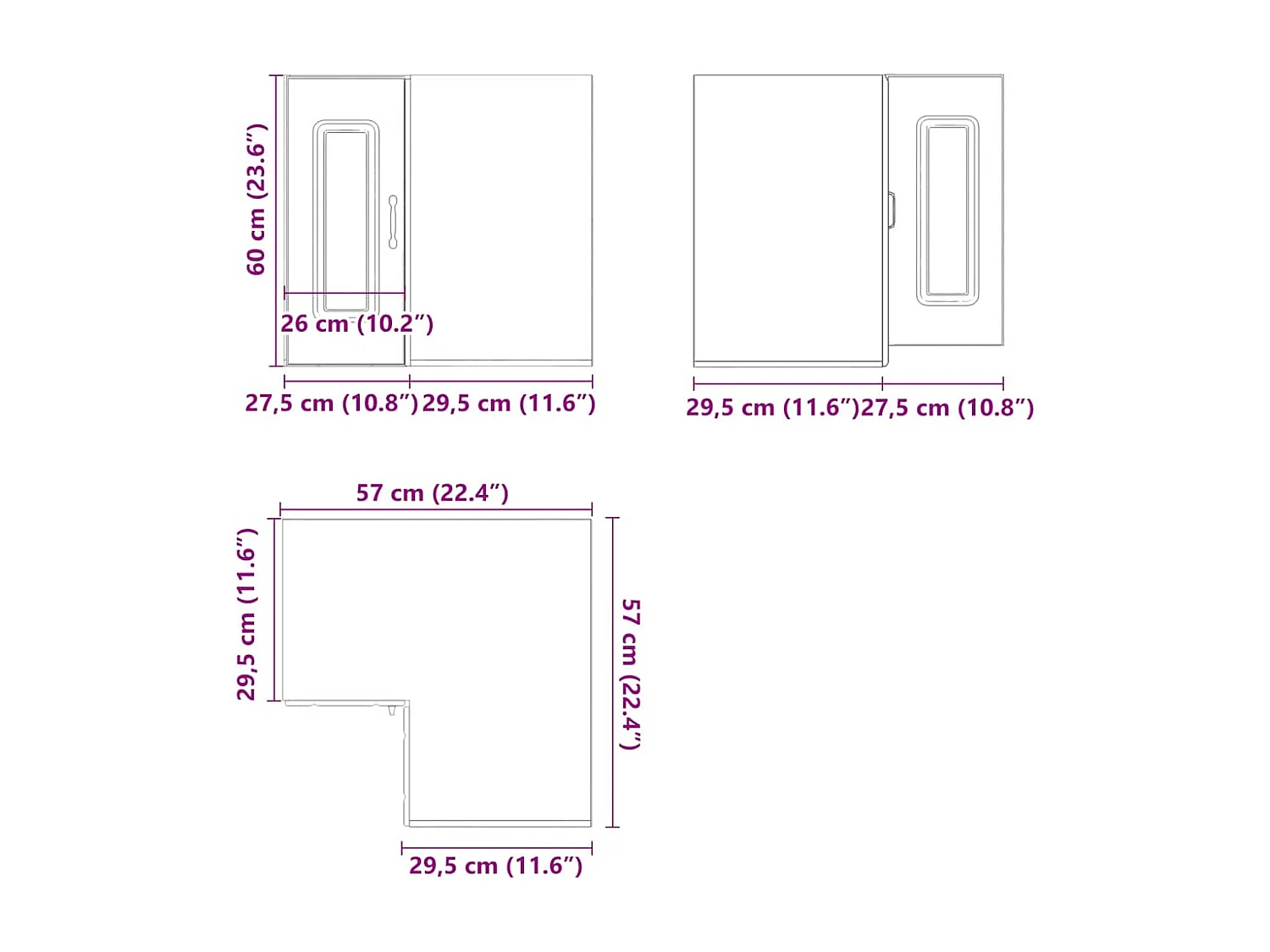 Armoire murale d'angle de cuisine Kalmar gris béton