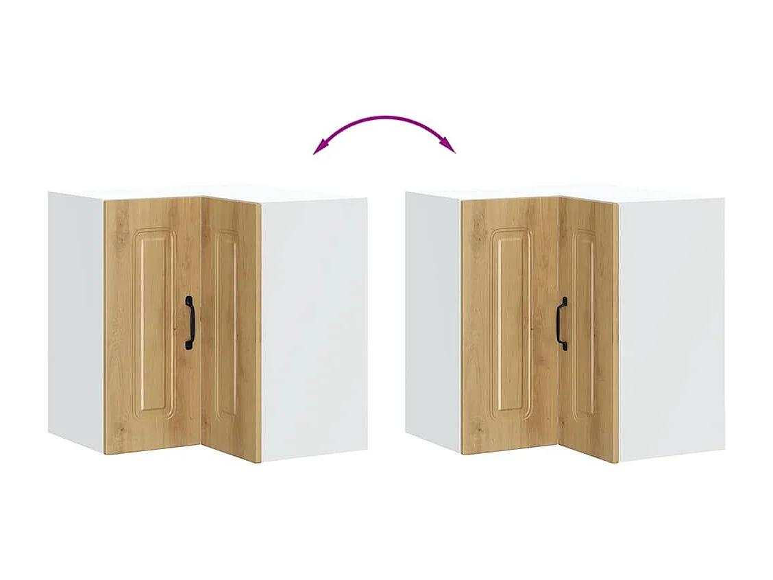 Armoire d'angle murale de cuisine Kalmar chêne artisanal