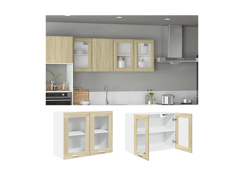 Vitrine suspendue "Lyon" Chêne Sonoma 80 x 31 x 60 cm Bois d'ingénierie