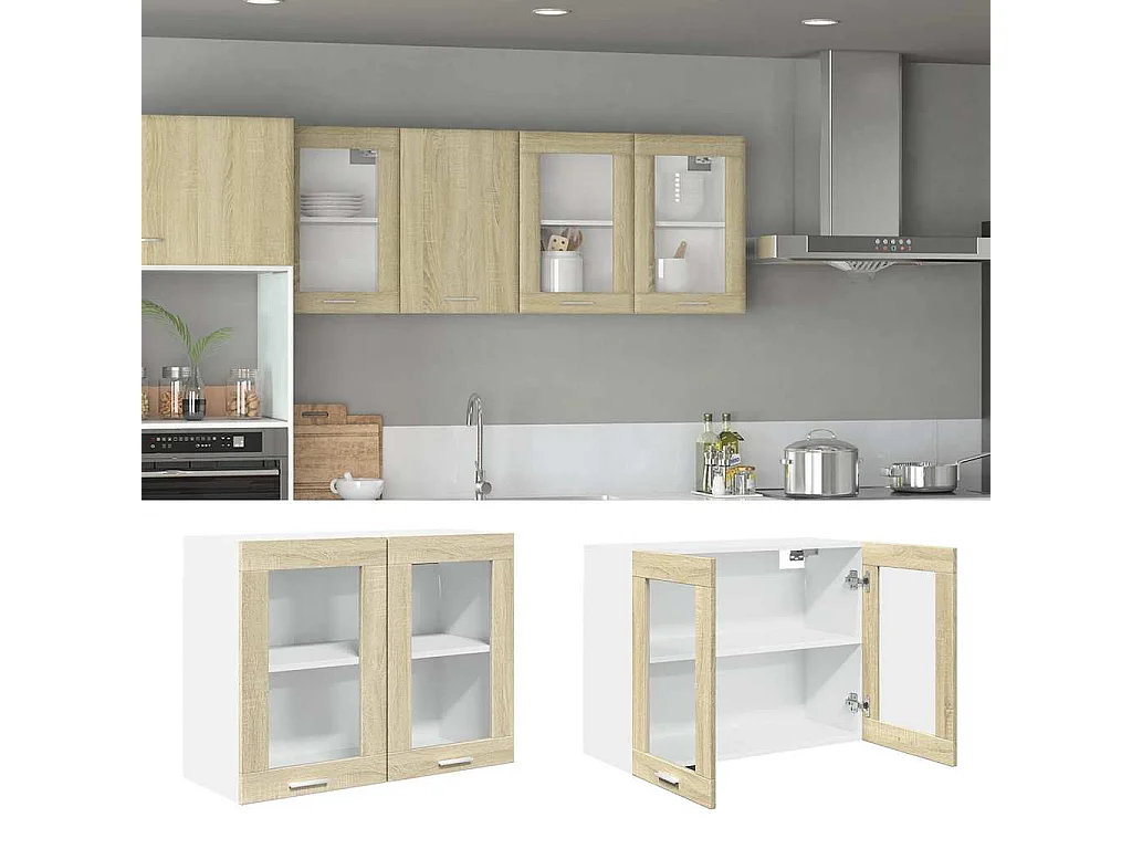 Vitrine suspendue "Lyon" Chêne Sonoma 80 x 31 x 60 cm Bois d'ingénierie