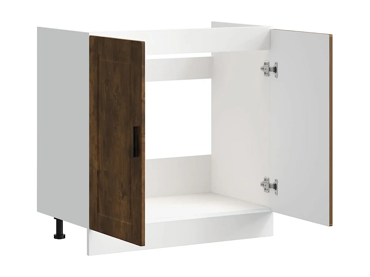 Spoelbakonderkast Porto 80x46x81,5cm bewerkt hout gerookt eiken