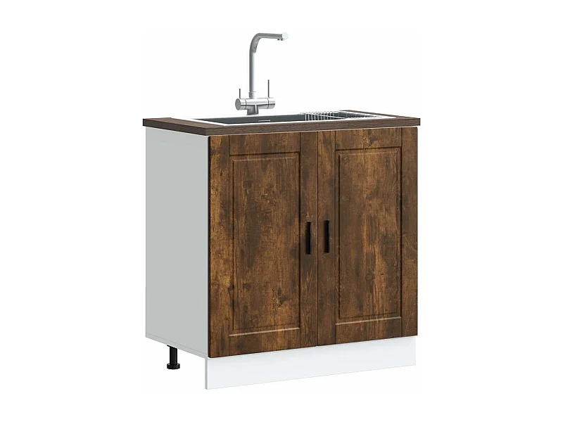 Spoelbakonderkast Porto 80x46x81,5cm bewerkt hout gerookt eiken