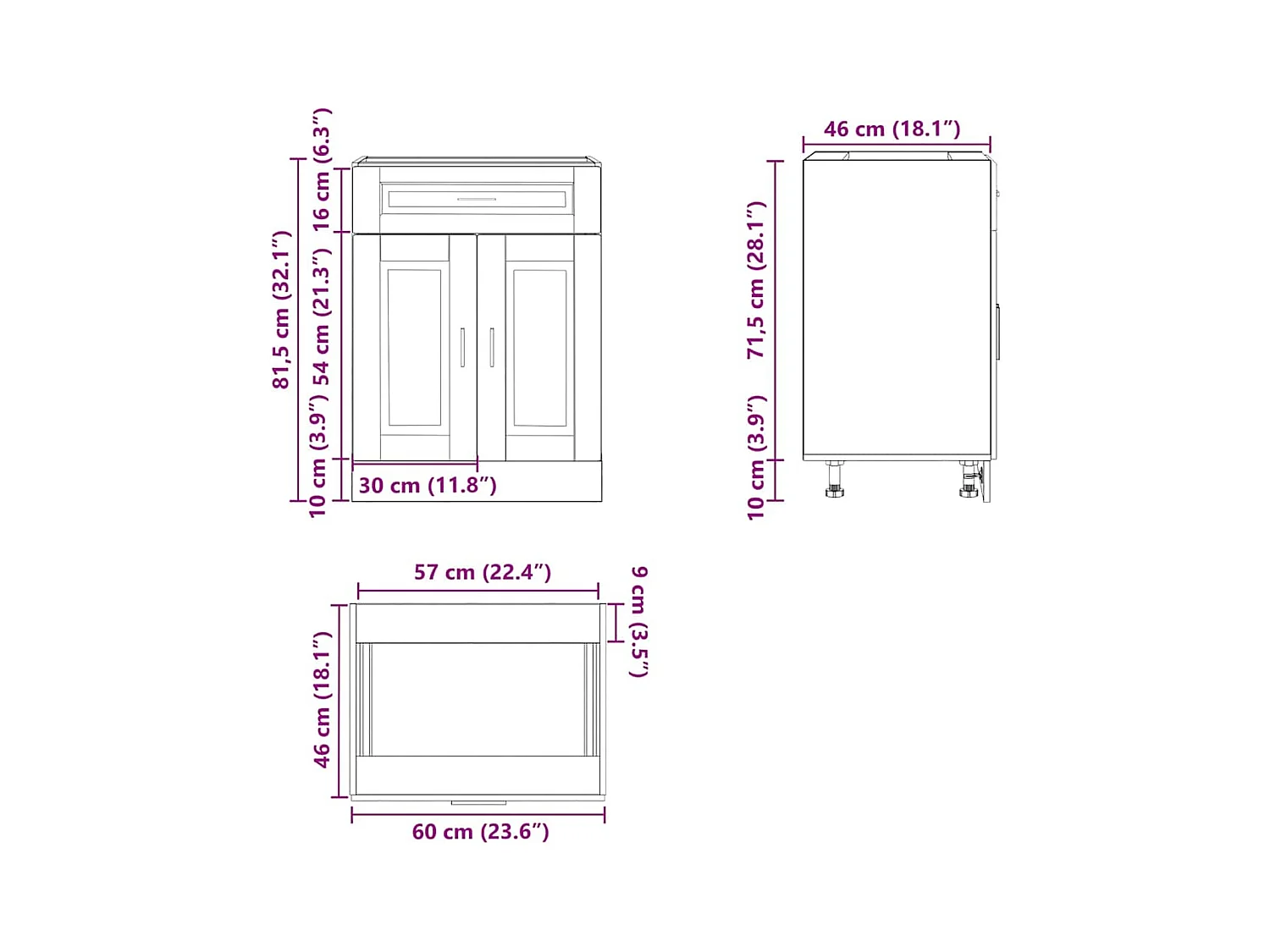 Armoire de cuisine Porto blanc bois d'ingénierie