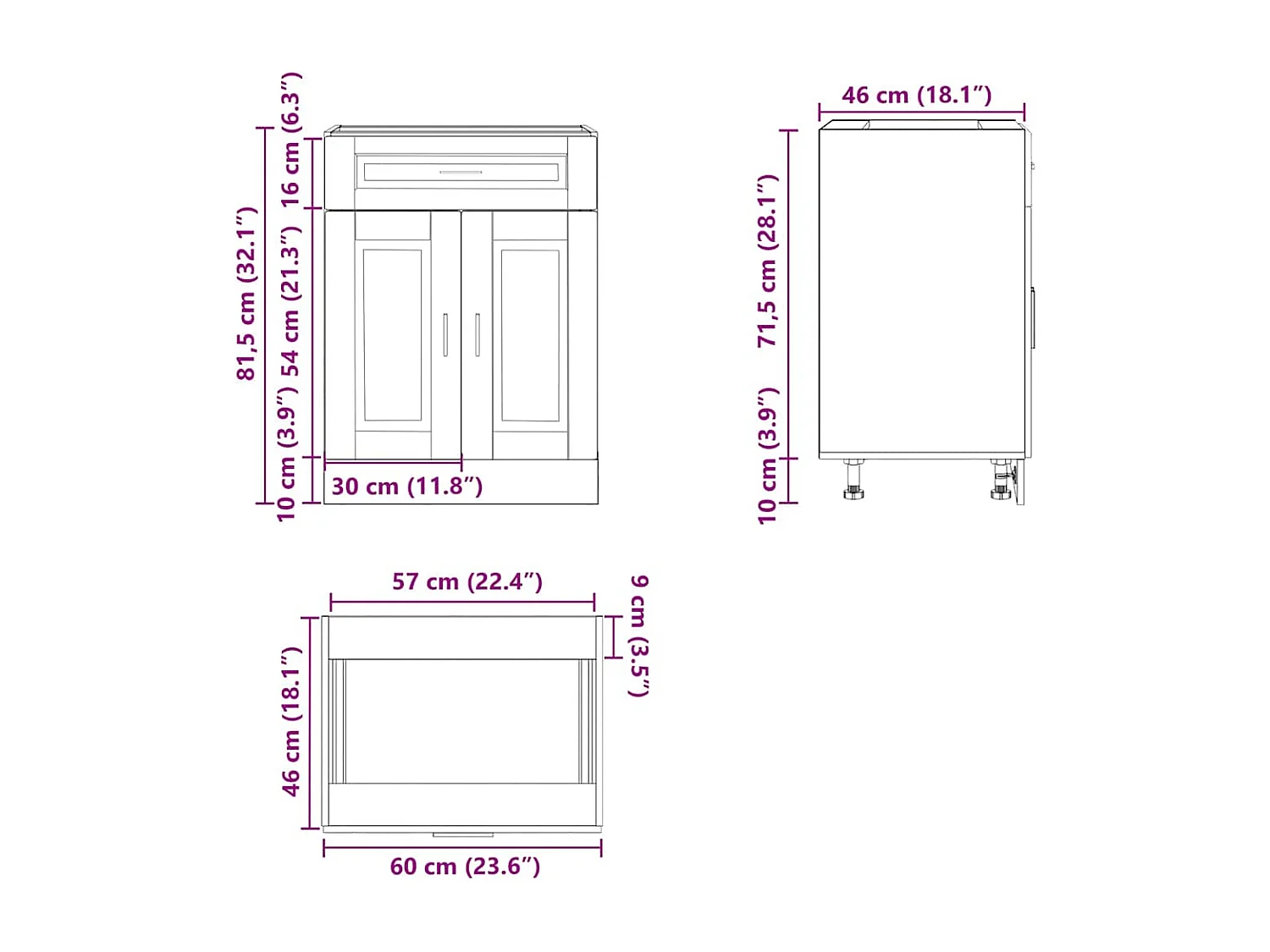 Armoire de cuisine Porto blanc bois d'ingénierie