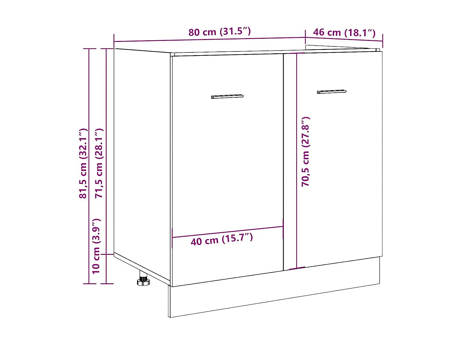 Mobile Sottolavello “Lyon” Legno Antico 80x46x81,5cm