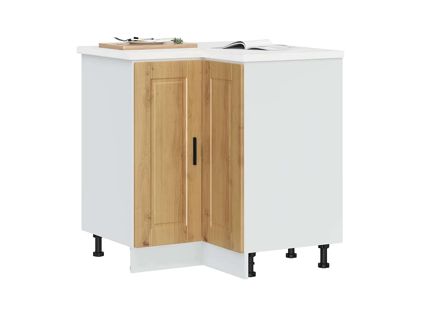 Armoire d'angle de cuisine Porto chêne artisanal