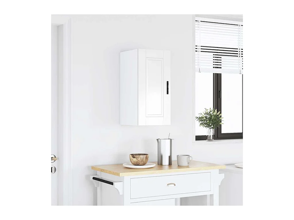 Armoire murale de cuisine Porto blanc brillant bois ingénierie