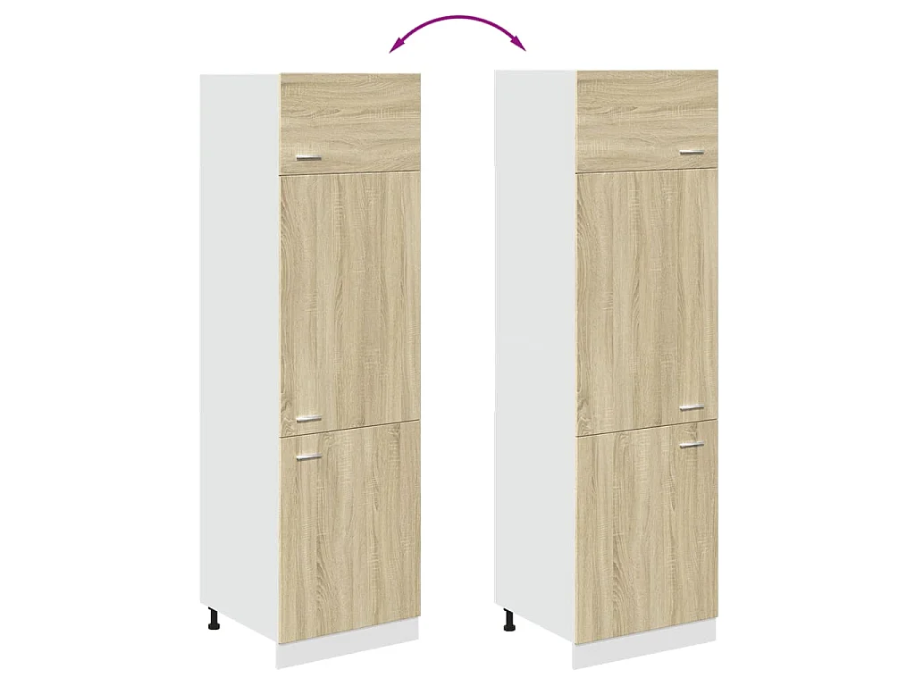 Armoire réfrigérée "Lyon" Chêne Sonoma 60 x 57 x 207 cm Bois d'ingénierie